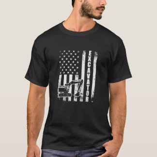 Heavy Equipment Operator Excavator Funny USA Ameri T Shirt