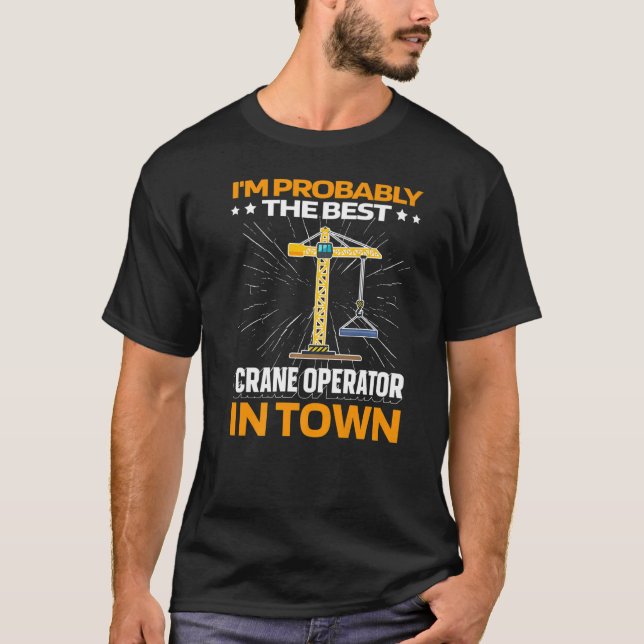 Heavy Equipment Torn Crane operator T Shirt (Framsida)