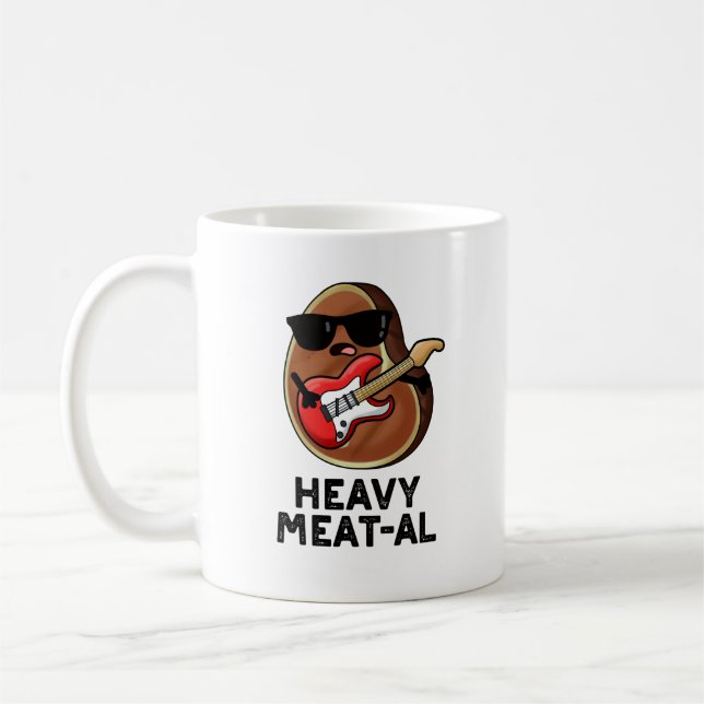 Heavy Kött-al Funny Kött Steak Pun Kaffemugg (Vänster)