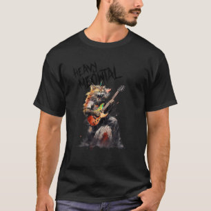Heavy Meowtal Funny Cats Guitar spelar Sten Heavy T Shirt