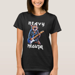 Heavy Meowtal - Rolig Katt & Heavy Metal T Shirt