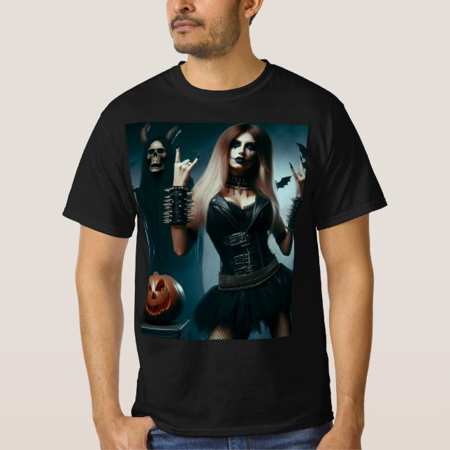 Heavy metal en Halloween T Shirt (Framsida)