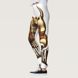 Heavy Metal Faust mit Adler Totenkopf Gold Leggings
