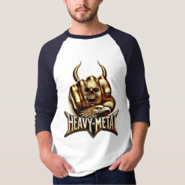 Heavy Metal Faust mit Adler Totenkopf Gold T Shirt