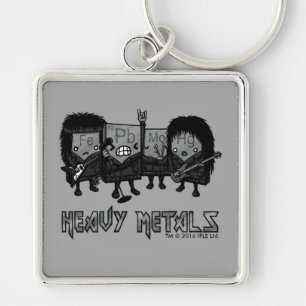 Heavy metal fyrkantig silverfärgad nyckelring