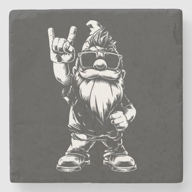 Heavy Metal Gartenzwerg – Rockstyle Stenunderlägg (Framsidan)