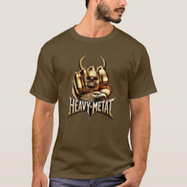 Heavy Metal Gold Edition - Totenkopf Faust Hörner T Shirt