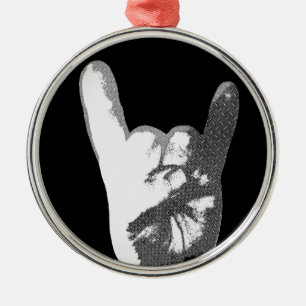 Heavy metal räcker undertecknar julgransprydnad metall