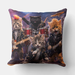 Heavy metal rockstar kittens punk band throw cushi kudde