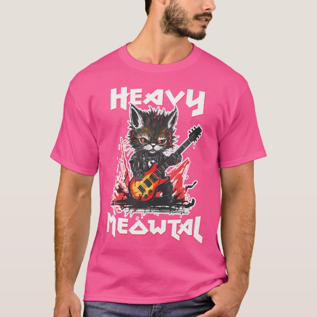 Heavy Metall Cat Spela Guitar Sten Cat Music Heav T Shirt (Framsida)