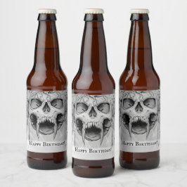 Heavy Metall Death Skull Ölflaska Etikett
