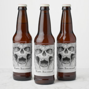Heavy Metall Death Skull Ölflaska Etikett