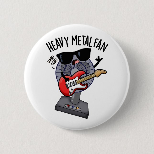 Heavy Metall Fläkt Funny Music Pun Knapp (Framsida)