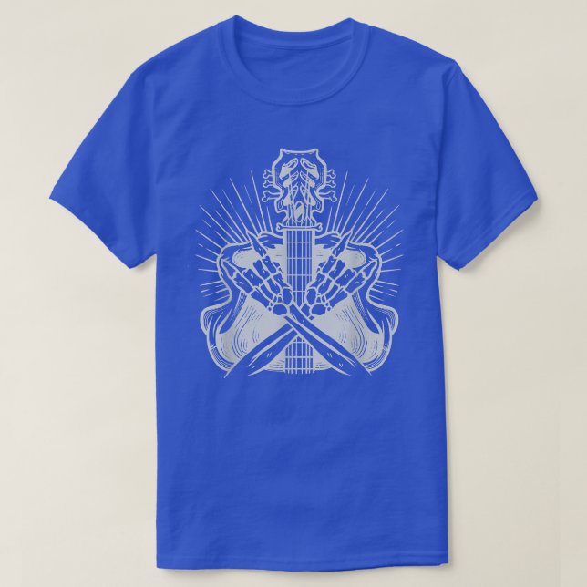 Heavy Metall Guitar Skeleton Metall Hand Sten Fest T Shirt (Design framsida)
