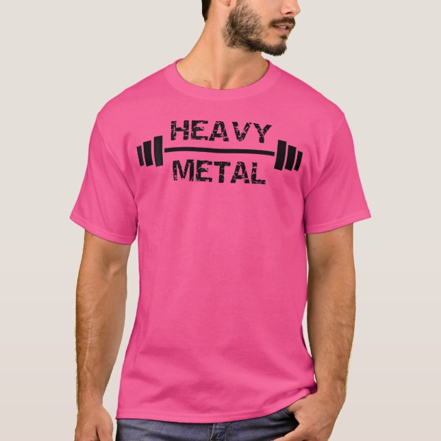 Heavy Metall Gym Fitness Weightlift Bodybuilding T Shirt (Framsida)