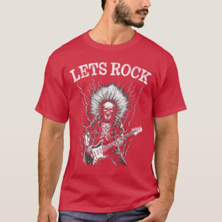 Heavy Metall Punk Rock and roll Skeleton Guitar T Shirt