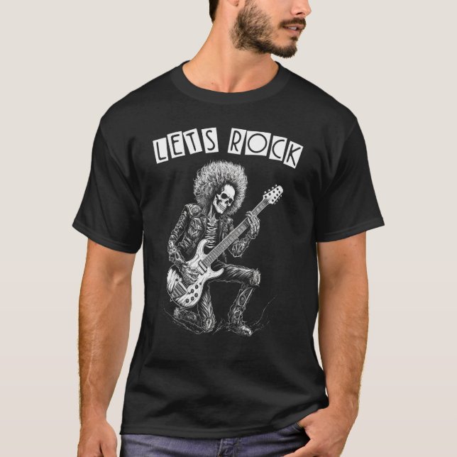 Heavy Metall Punk Rock N Roll Let s Sten Skeleton  T Shirt (Framsida)