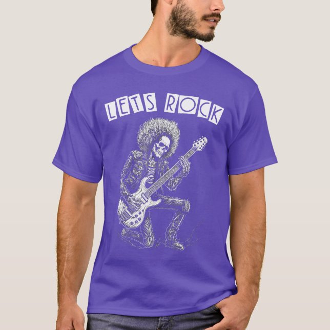 Heavy Metall Punk Rock N Roll Lets Sten Skeleton G T Shirt (Framsida)