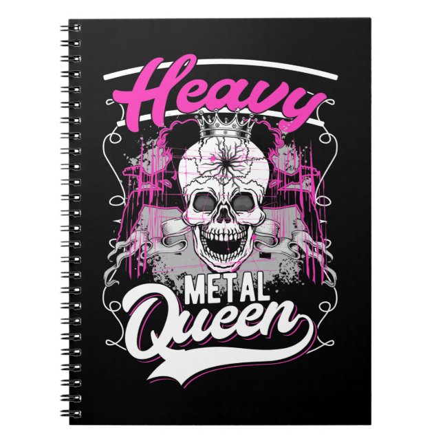 Heavy Metall Queen Rock and roll Girl Anteckningsbok (Framsidan)