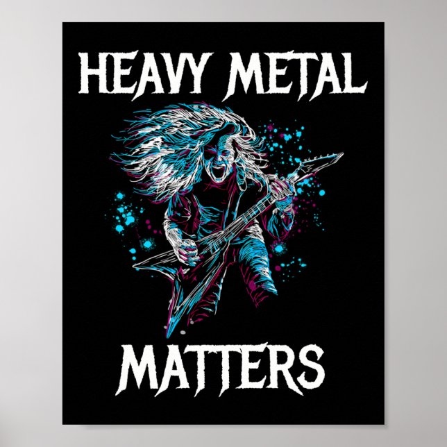 Heavy Metall S Metall Head Banger Guitar Rocker St Poster (Framsidan)