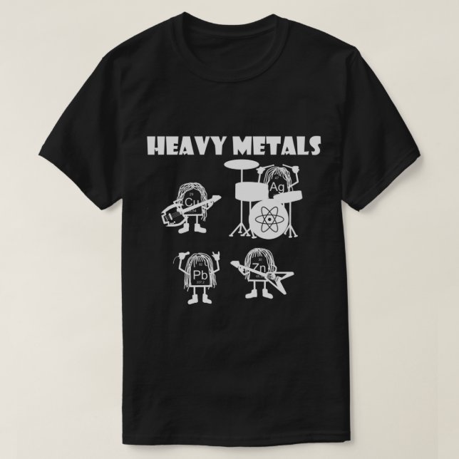 Heavy metall sten, kemi, fysik - periodiskt t shirt (Design framsida)