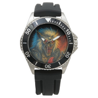 Heavy-Metall Wolve spelar Guitar Armbandsur