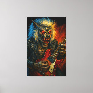 Heavy-Metall Wolve spelar Guitar Canvastryck