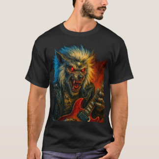 Heavy-Metall Wolve spelar Guitar T Shirt