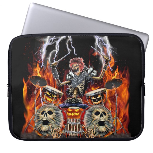 HEAVY METALL ZOMBIE DRUMMER LAPTOP FODRAL (Framsidan)