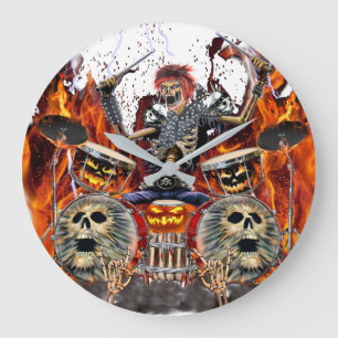 HEAVY METALL ZOMBIE DRUMMER STOR KLOCKA