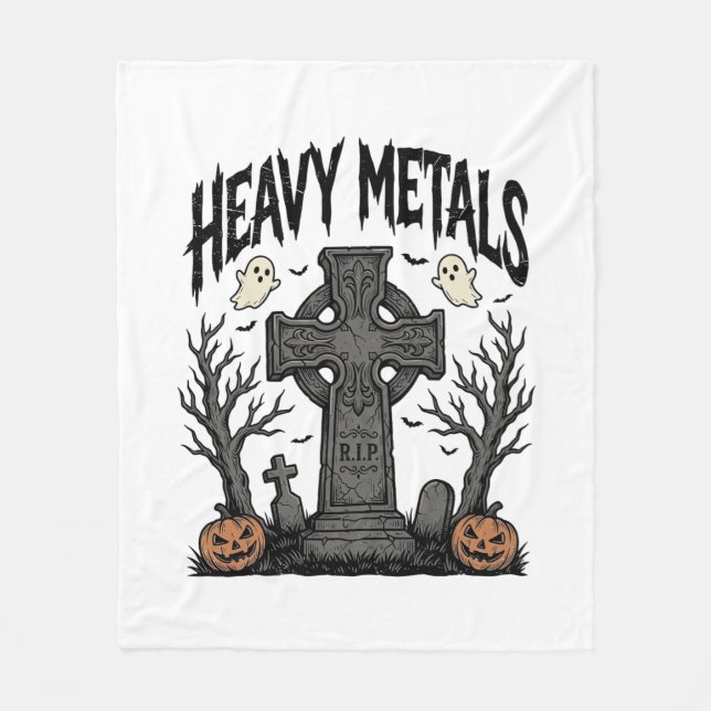 Heavy Metals Halloween Graveyard Vector Design_1 Fleecefilt (Framsidan)
