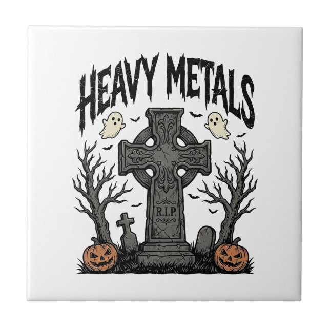 Heavy Metals Halloween Graveyard Vector Design_1 Kakelplatta (Framsidan)
