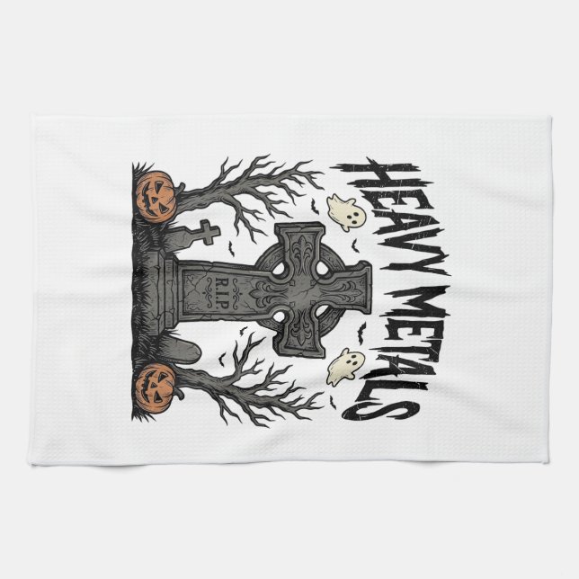 Heavy Metals Halloween Graveyard Vector Design_1 Kökshandduk (Horisontell)