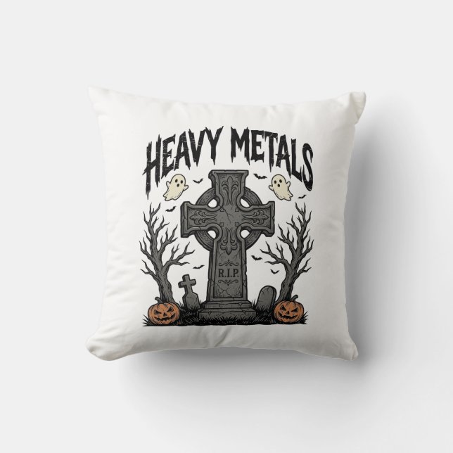 Heavy Metals Halloween Graveyard Vector Design_1 Kudde (Framsida)