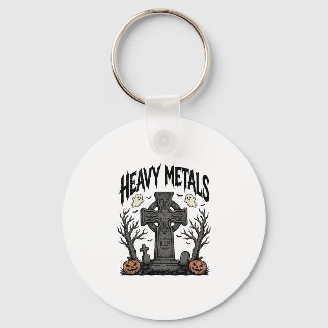 Heavy Metals Halloween Graveyard Vector Design_1 Nyckelring (Framsida)