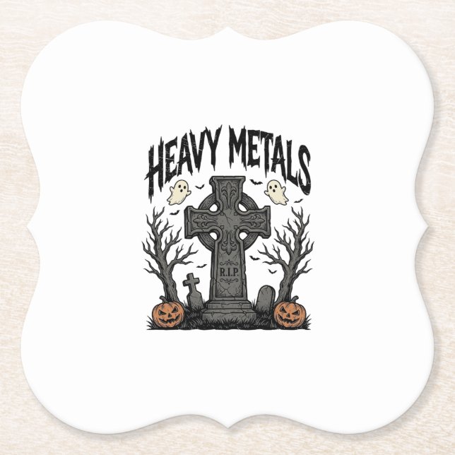 Heavy Metals Halloween Graveyard Vector Design_1 Underlägg Papper (Framsida)