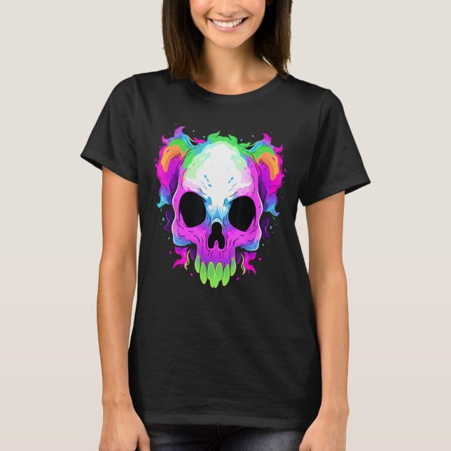 Heavy Music Rainbow Skull Art Rock musik festival T Shirt (Framsida)