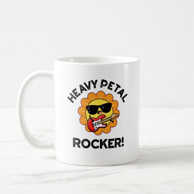Heavy Petal Rocker Funny Flower Pun Kaffemugg (Vänster)
