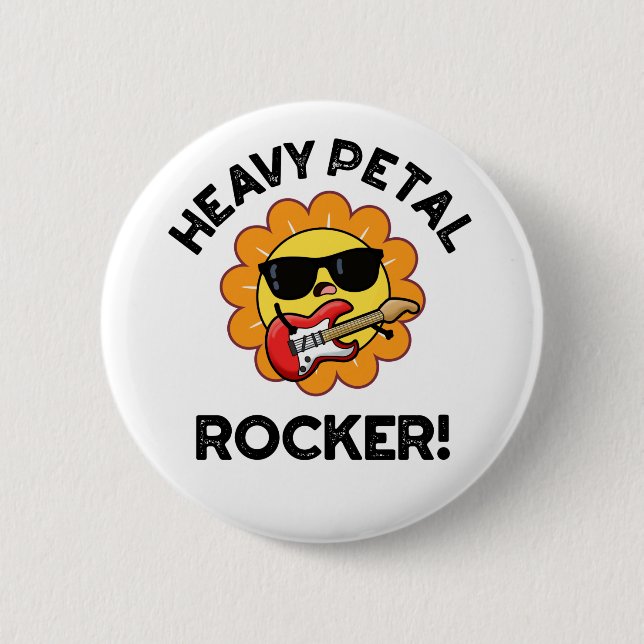 Heavy Petal Rocker Funny Flower Pun Knapp (Framsida)