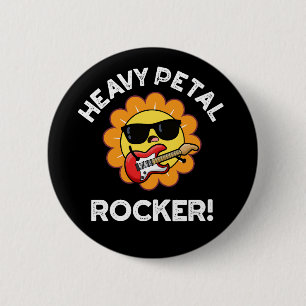 Heavy Petal Rocker Funny Flower Pun Mörk BG Knapp