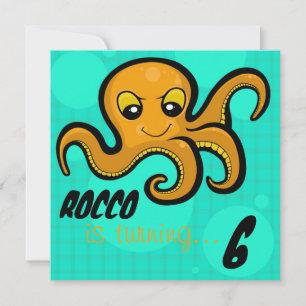 Heba, Octopus Anpassningsbar Födelsedagsfest inbju Inbjudningar