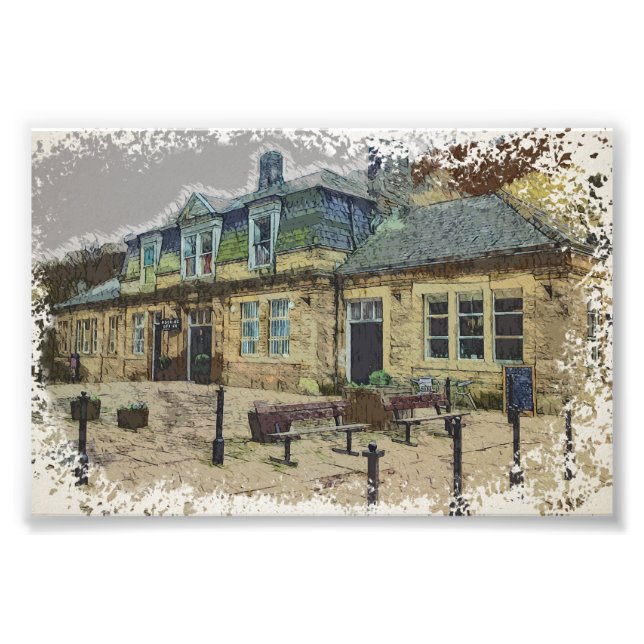 Hebden Bridge järnvägsstation konst Fototryck (Framsidan)