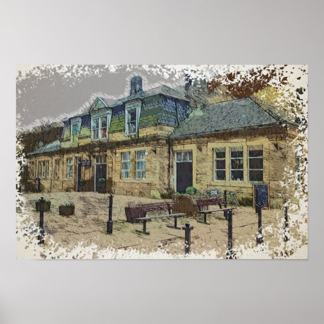 Hebden Bridge järnvägsstation konst Poster (Framsidan)
