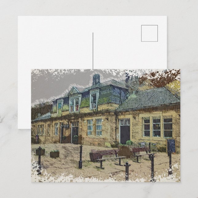 Hebden Bridge järnvägsstation konst Vykort (Fram/baksida)