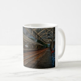 Hebden Bridge järnvägsstation Vintage Neonkonst Kaffemugg