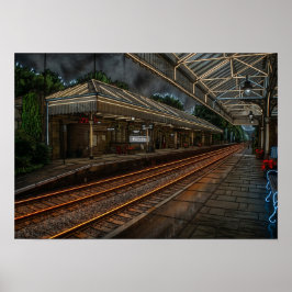Hebden Bridge järnvägsstation Vintage Neonkonst Poster