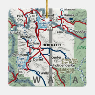 Heber City Utah Karta Julgransprydnad Keramik