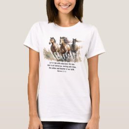 Hebrar 12:1 Springa med Endurance Horse Bible Vers T Shirt