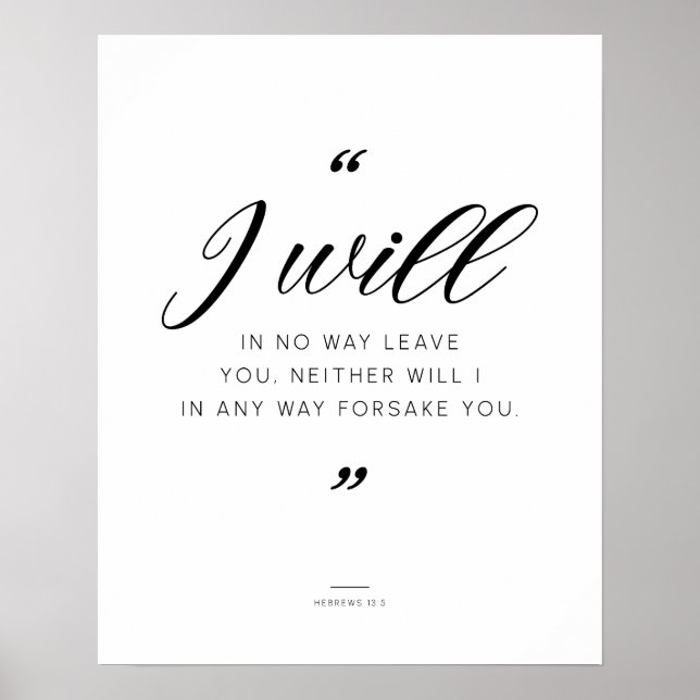 Hebrar 13:5 Bibelverad mot rädsla och ångest Poster (Framsidan)