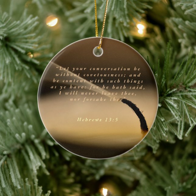 Hebrar 13:5 julgransprydnad keramik (Träd)